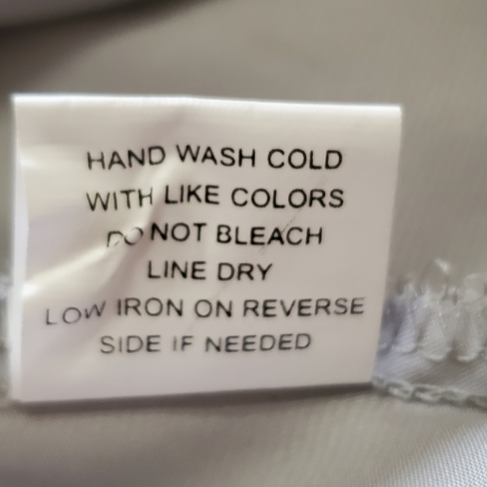 Y2K Notations Metallic Silver Shimmer Button-Front Blouse with Roll-Tab Sleeves - Picture 14 of 15